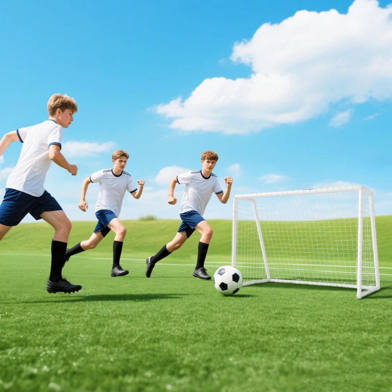 SPORTNOW Fußballtor, robustes Netz, Kunststoff-Rahmen, Heringe, 180L x 92B x 124H cm, Weiß
