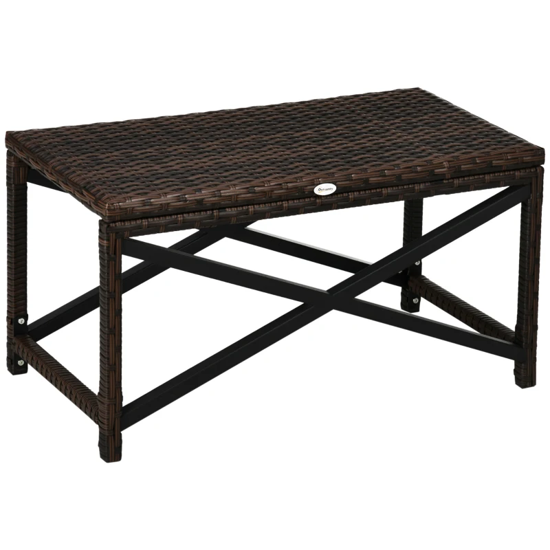 Outsunny Outdoor Coffee Table Side Table with X-Shape Frame for Patio, Balcony, Mixed Brown