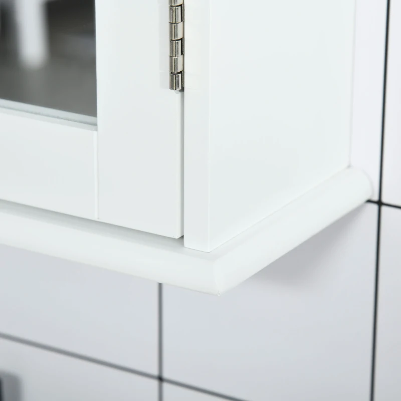kleankin Specchio Bagno Contenitore con Anta Magnetica, Mobile Bagno con Specchio, Ripiano Regolabile, Bianco