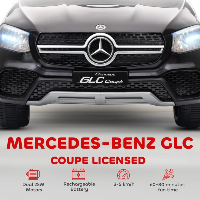 AIYAPLAY Mercedes-Benz GLC Licensed Kids Ride on Car with Remote Control, Soft Start, MP3, LED Headlights, Black
