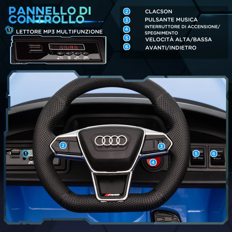 HOMCOM Auto Elettrica per Bambini 3-5 Anni con Telecomando, Sospensioni e Clacson, 103x58x41 cm, Blu e Nero