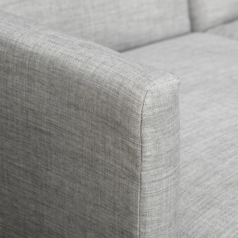 HOMCOM Divano Letto 3 Posti, Divano Angolare in Tessuto Grigio con Schienale Regolabile, Stile Scandinavo, 207x146x80cm