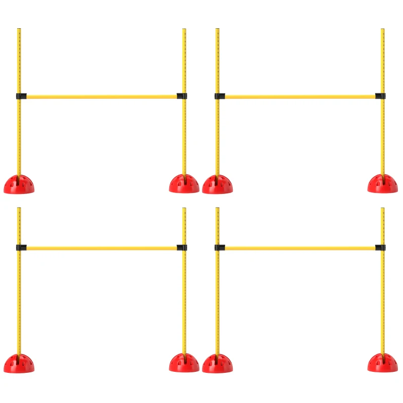 PawHut 5-delig Hondenagilityset met 4 Hordes en Draagtas voor Sprongtraining, Geel