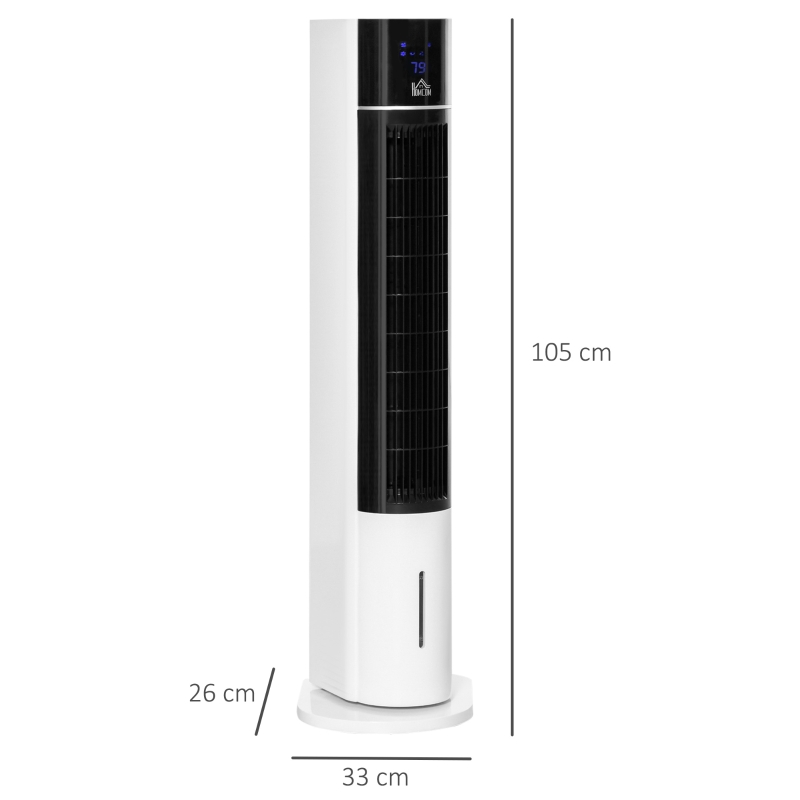 HOMCOM Ventilatore Raffrescatore Evaporativo 3 Modalità e 3 Velocità, Timer, Oscillazione e Telecomando, Bianco