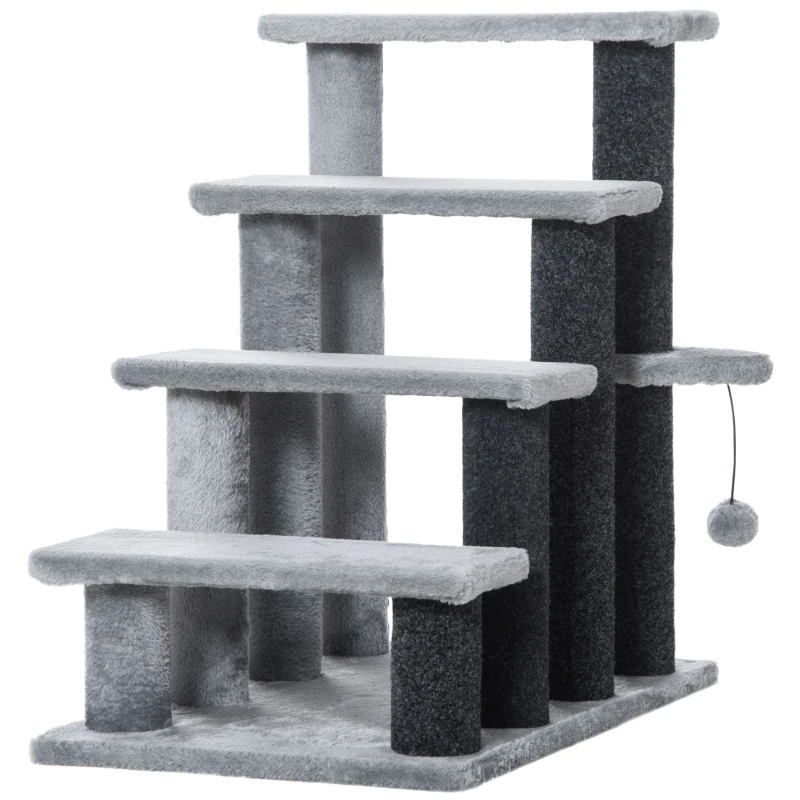 Pawhut huisdierentrap met bal 4-trede 60 x 40 x 64 cm