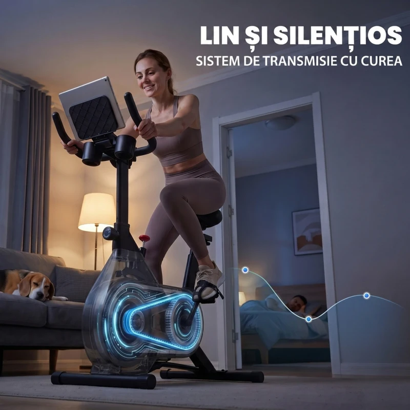 SPORTNOW Bicicletă Fitness Magnetică cu Volant de 4kg, Ghidon și Șa Reglabile