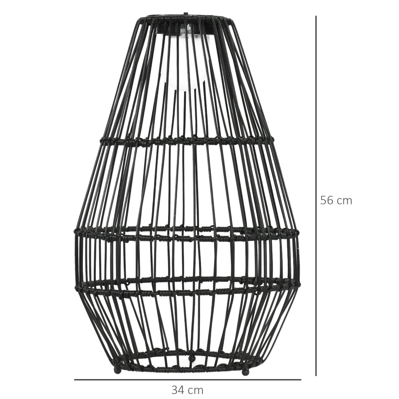 Outsunny buitenlamp, tuinlamp, werkt op zonne-energie, brandtijd van 8 uur, automatische inschakeling, rotanlook, 34 x 34 x 56 cm