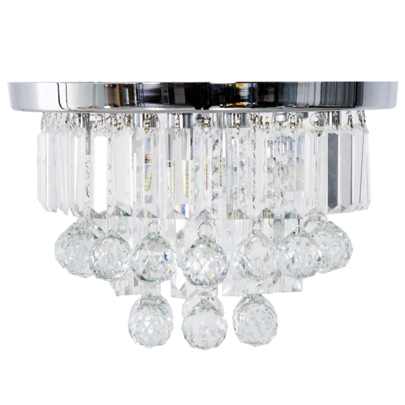 HOMCOM Round Crystal Lamp Chandelier Ceiling Mount Fixture For Living Room Dining Room Hallway Modern (7 Light), Ф35 x 24cm