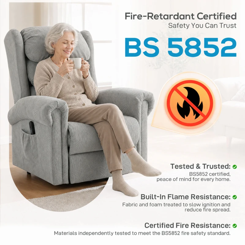 HOMCOM Velvet-Feel Electric Riser Recliner Chair - Grey