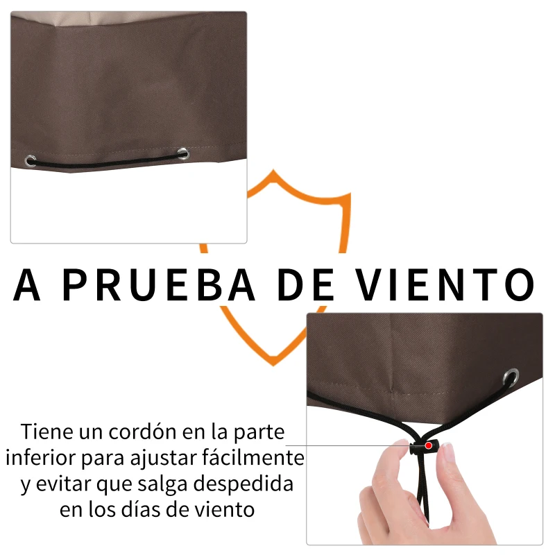 Outsunny Funda para Muebles de Jardín 600D Oxford Protecció contra el Polvo los Rayos UV Cubierta para Mobiliario Exterior 127x72x76 cm para Mesas Sillas Sofás Marrón