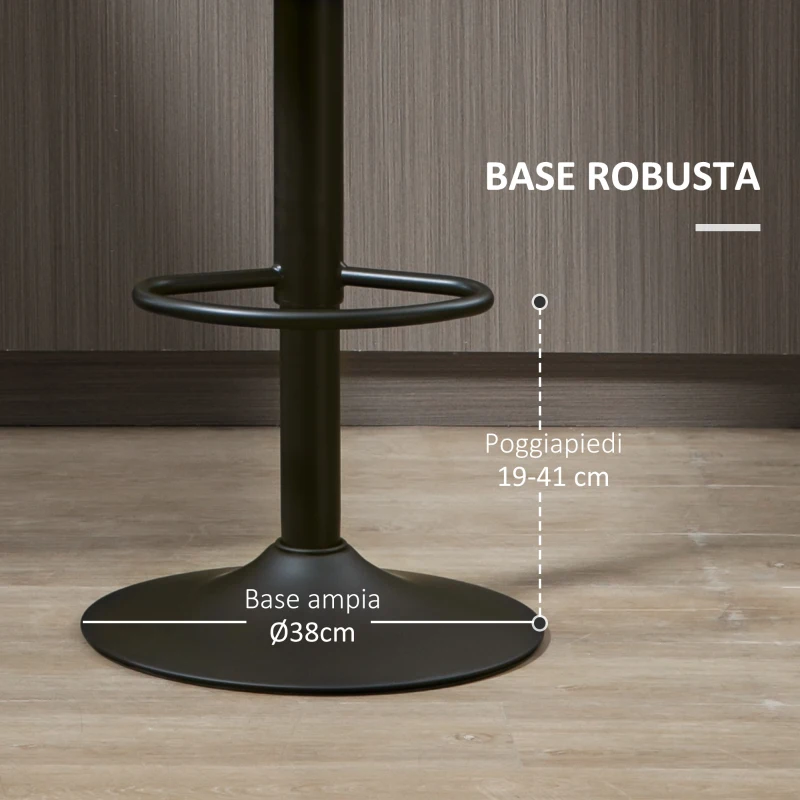 HOMCOM Set 2 Sgabelli da Bar Girevoli con Poggiapiedi e Altezza Regolabile, 35x36x64-85cm, Grigio