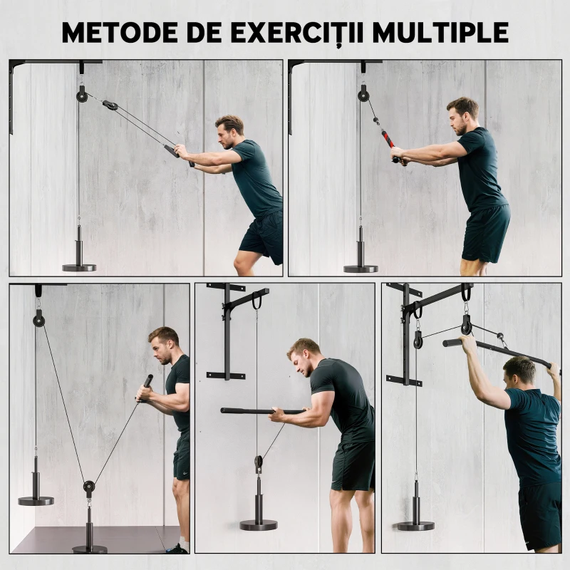 SPORTNOW Aparat cu scripete Home Gym și sistem LAT, compatibil cu discuri de greutăți universale și accesorii