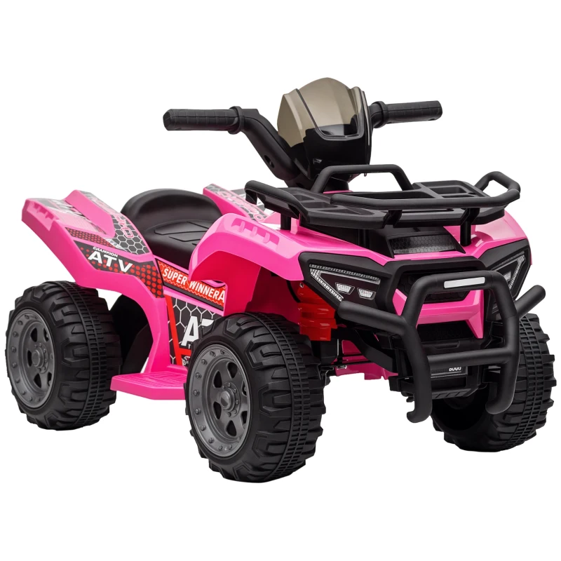 HOMCOM mini elektrische quad kinderen elektrische ATV kinderwagen LED koplamp kindervoertuig kindermotorfiets elektrische quad voor 18-36 maanden kinderen metaal PP kunststof roze 66 x 44 x 42 cm(m-11)