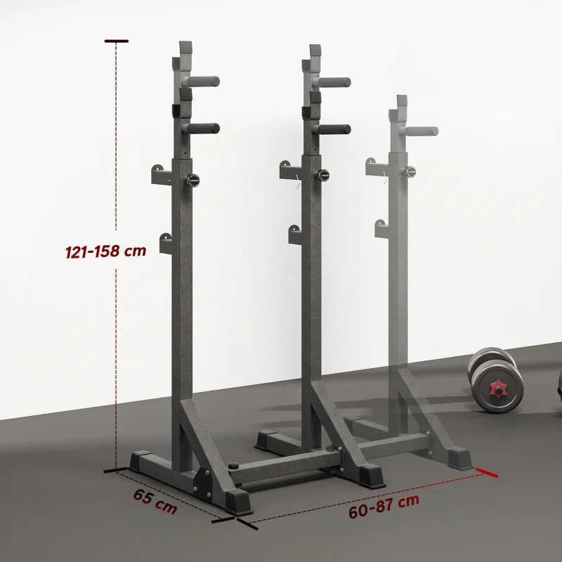 SPORTNOW Support d'haltères réglable en hauteur et en largeur, repose-barre en acier avec verrouillages de sécurité, supportant jusqu'à 150 kg