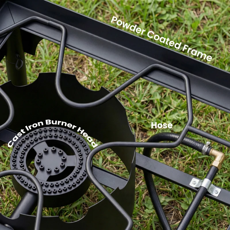 Outsunny Double Burner Camping Stove, 150,000 BTU High Pressure Camping Gas Stove with Detachable Legs, Black