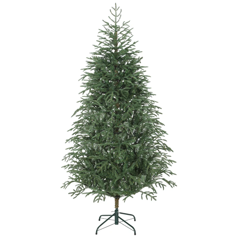 HOMCOM Albero di Natale Artificiale da 180 cm e Ignifugo con 1814 Rami Realistici, Base in Metallo Pieghevole