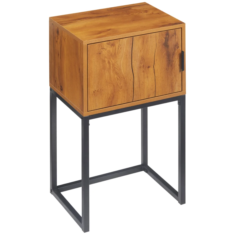 HOMCOM Consoletafel in industrieel design, bijzettafel, dressoir, 1 kast, bruin+zwart