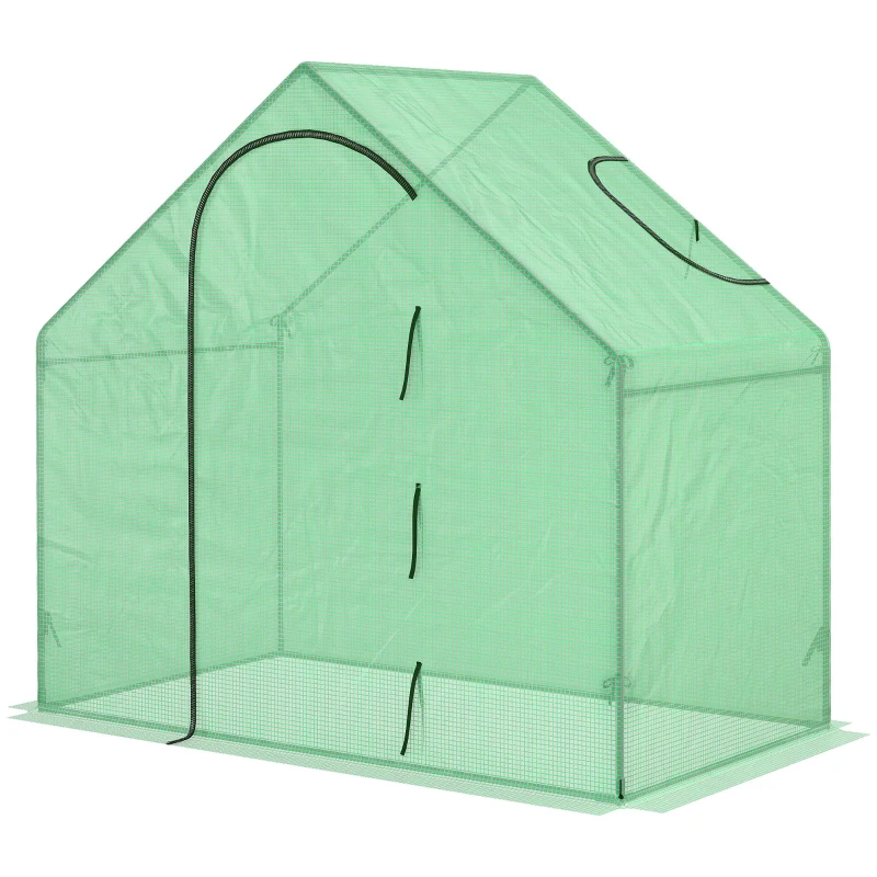 Outsunny Serra da Giardino con Porta a Cerniera e Presa d'Aria, 4 Funi e Paletti Inclusi, 180x100x168 cm, Verde