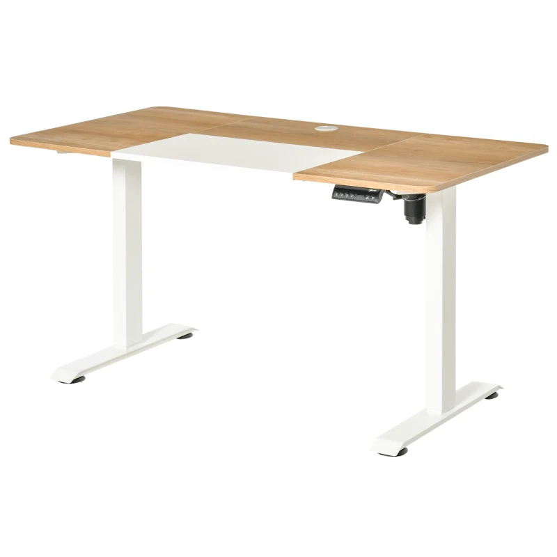Vinsetto elektrisch bureau computertafel in hoogte verstelbaar metaal naturel wit