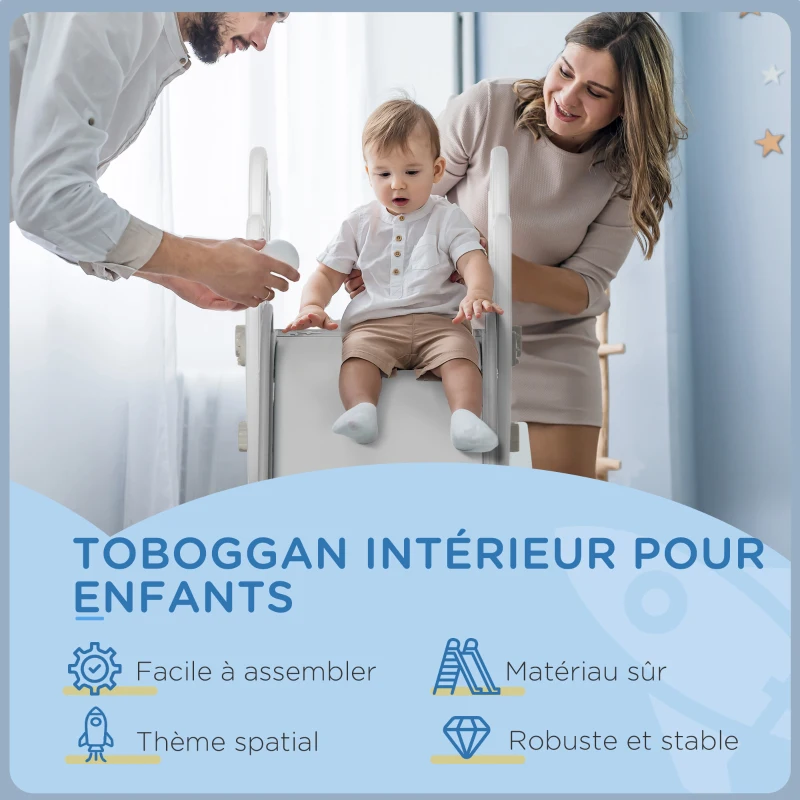 AIYAPLAY Toboggan pour enfants toboggan intérieur pour enfant, de 18 à 36 mois, jusqu'à 30 kg, 157L x 46,5l x 80H cm, gris