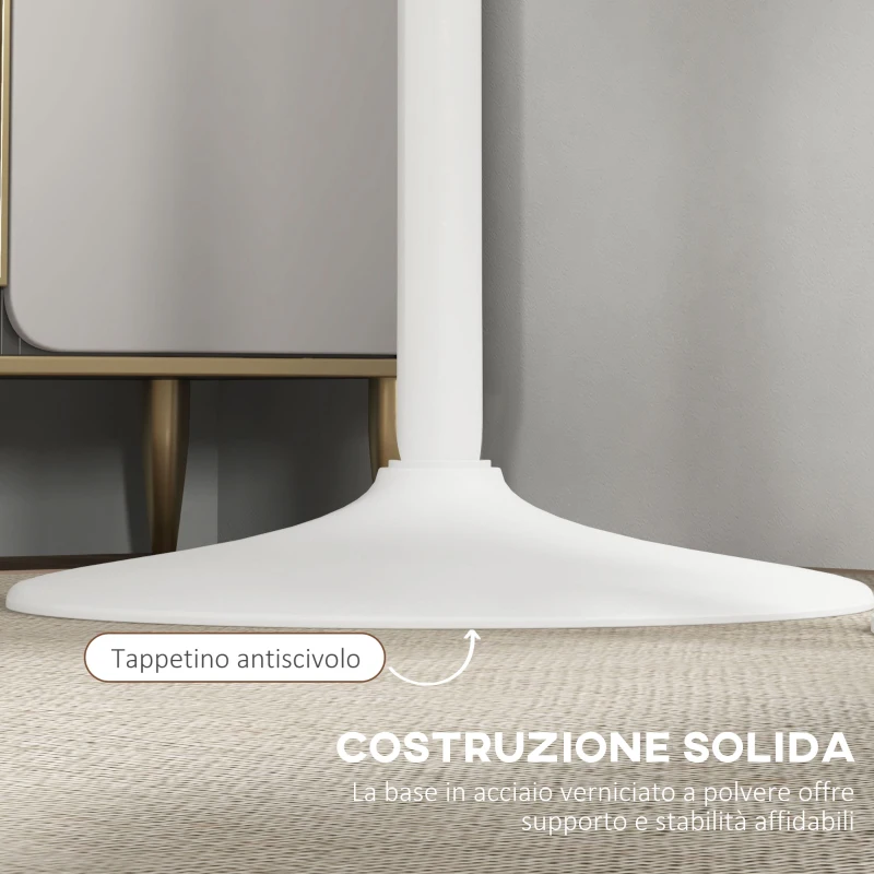 HOMCOM Tavolo Bar Isola Cucina Rotondo Alto Salvaspazio Ø60x102 cm Bianco