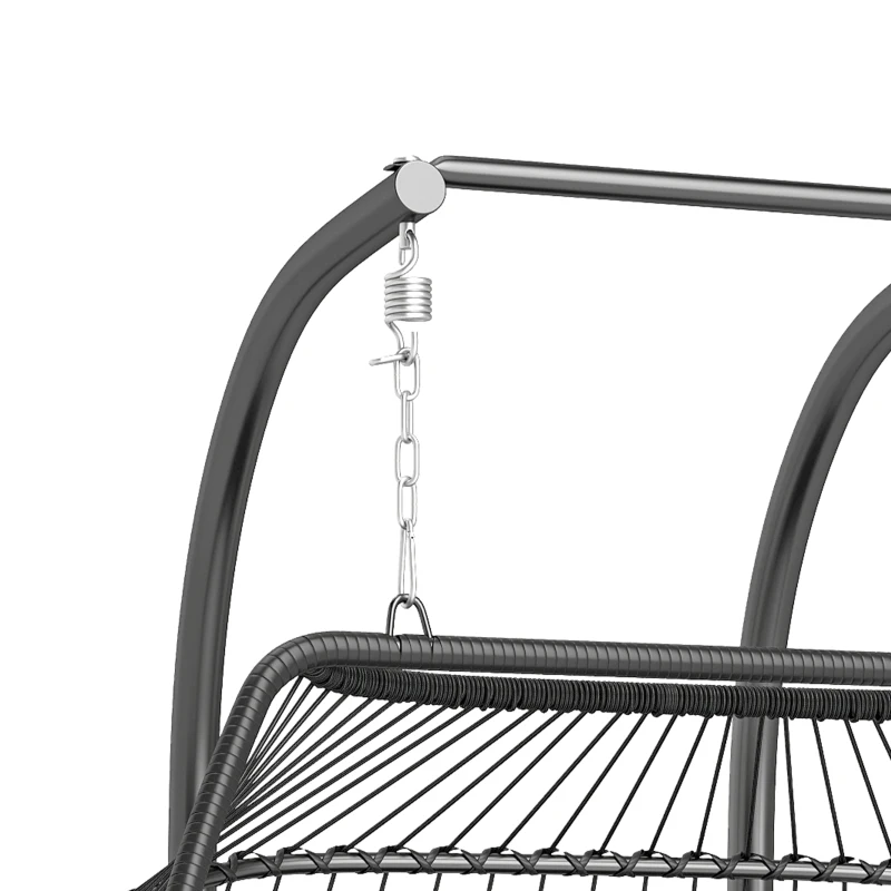 Outsunny Hangstoel, opvouwbare korfstoel met kussen, stalen frame, voor binnen en buiten, tot 260 kg belastbaar, donkergrijs
