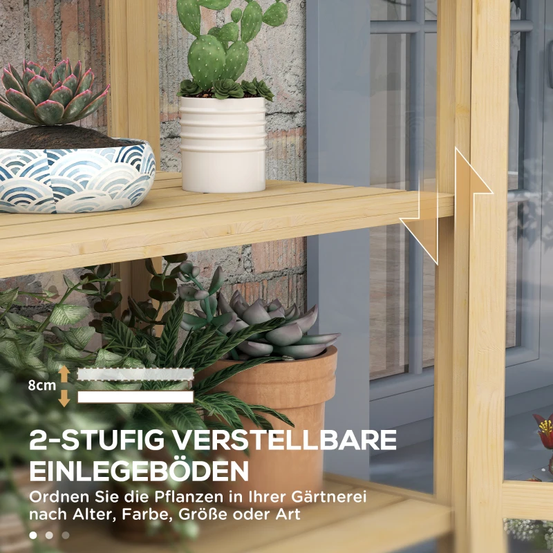 Outsunny Kas met Plank, Transparante Behuizing, Dakraam, Vergrendelbare Deur, Acryl, Houten Frame, 100x56,5x178 cm(m-5)