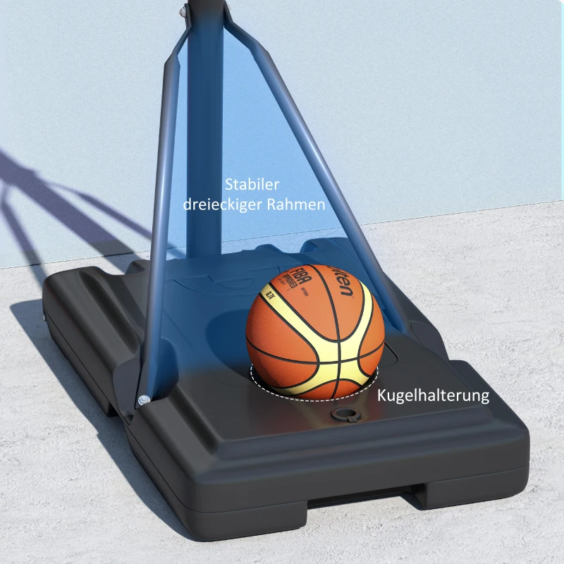 SPORTNOW Basketbalstandaard, Hoogteverstelbare Korhoogte 235-305 cm, Vulbare Basis met Wielen, Zwart