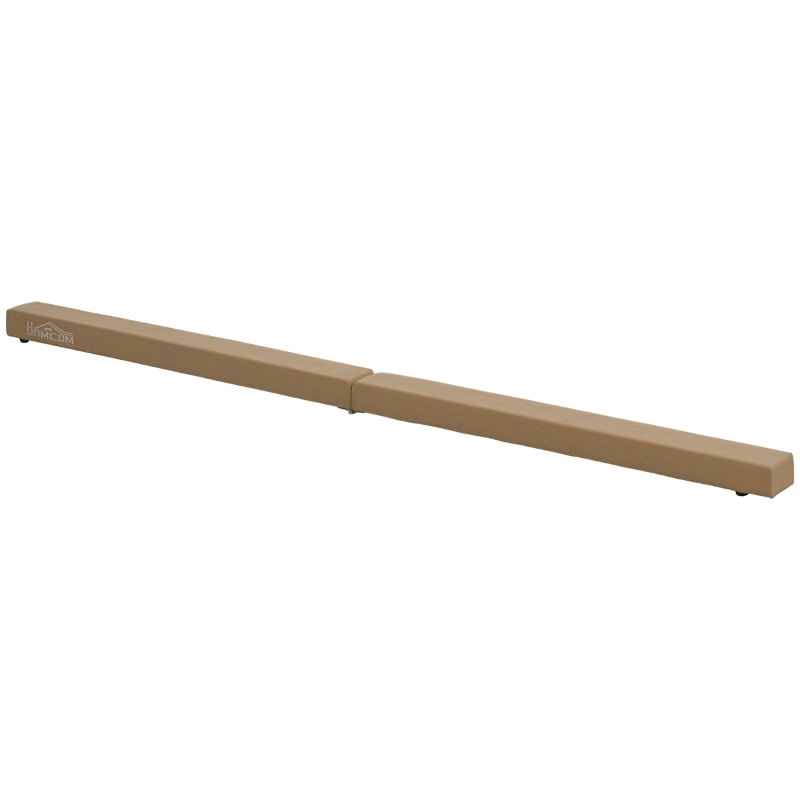 HOMCOM Opvouwbare Evenwichtsbalk, Antislip, Suède Bekleding, Stevig Hout, 210 x 10 x 6,5 cm, Bruin(m-11)