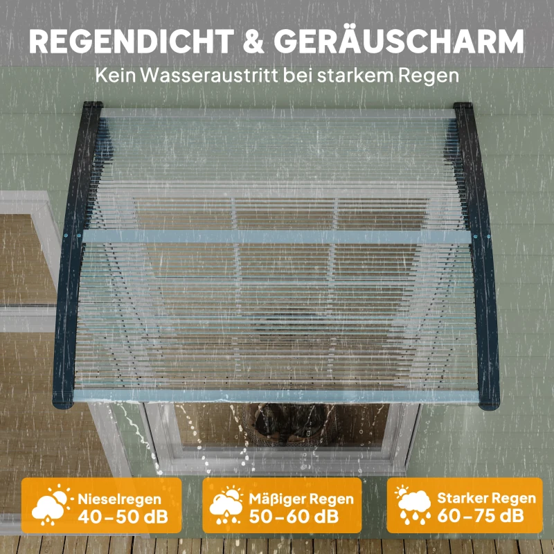 Outsunny® luifel voordeurluifel 100 x 80 cm luifel overkapping polycarbonaat transparant | Aosom.de