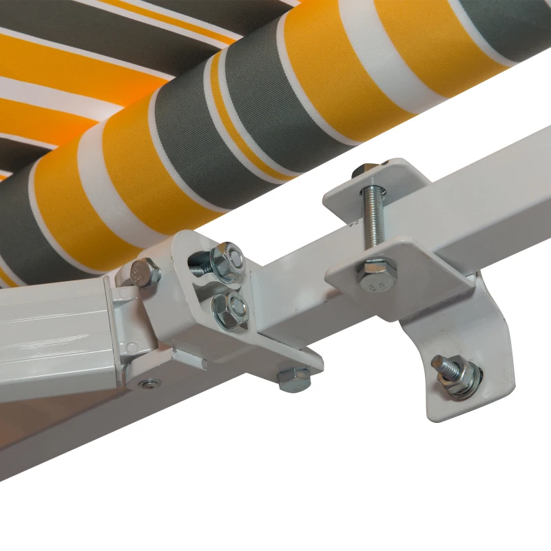 Outsunny 3.5M x 2.5M Garden Patio Manual Awning Canopy Sun Shade Shelter Retractable Gear Lever Winding Handle - Yellow
