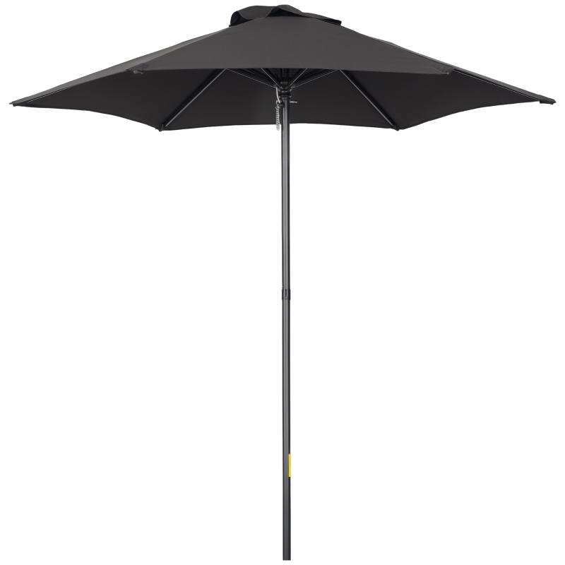 Outsunny Parasol Ø196 cm met Kantelfunctie, Zeshoekig voor Strand, Balkon en Tuin, Zwart