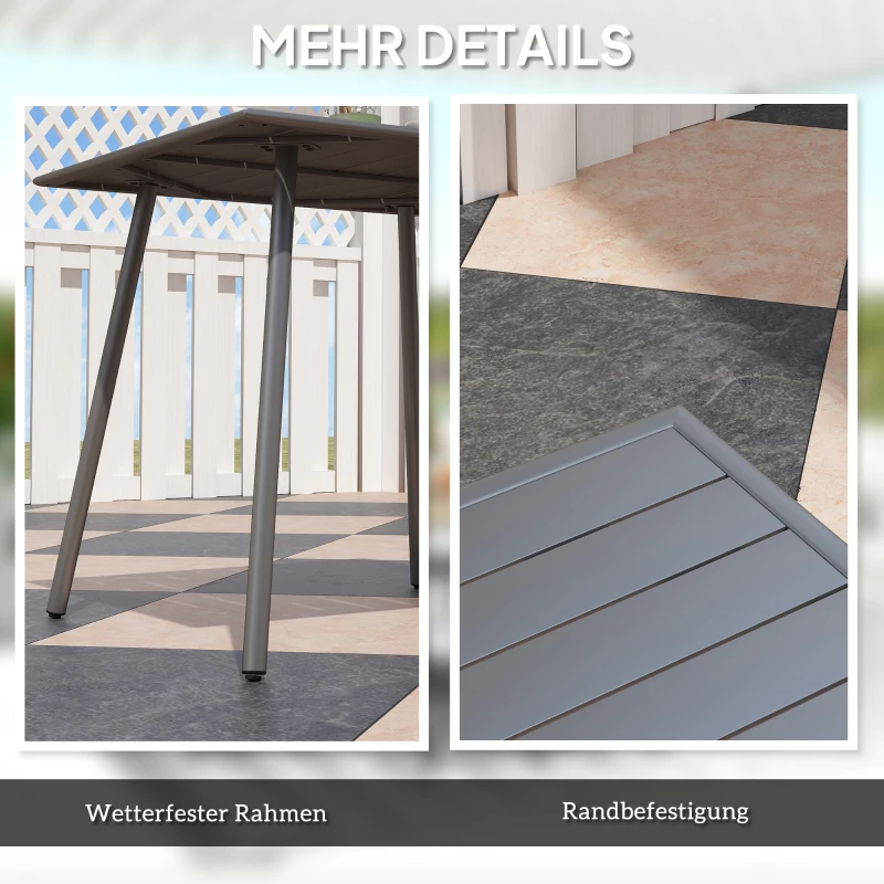 Outsunny Tuintafel, Buiteneettafel voor 4 Personen, Stalen Frame, Makkelijk te Reinigen, Roestbestendig, 80 x 80 x 74 cm, Grijs