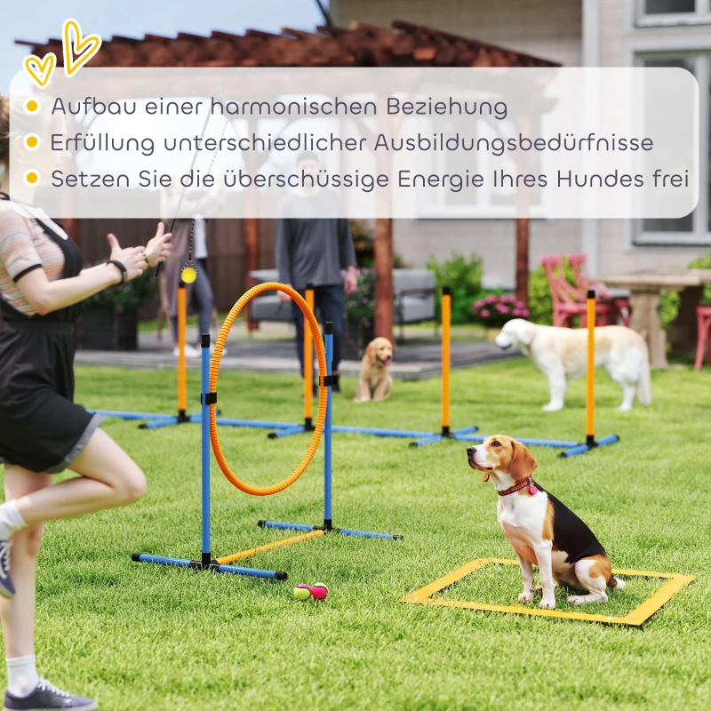 PawHut Agility Set voor Honden 9-delig - Complete Behendigheidstraining Kit voor Spel en Training