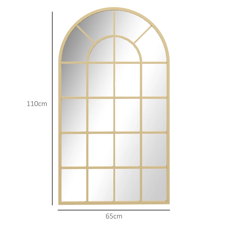 HOMCOM 110 x 65 cm Arched Decorative Wall Mirror for Bedroom Living Room, Modern Window Bathroom Mirror for Home Decor