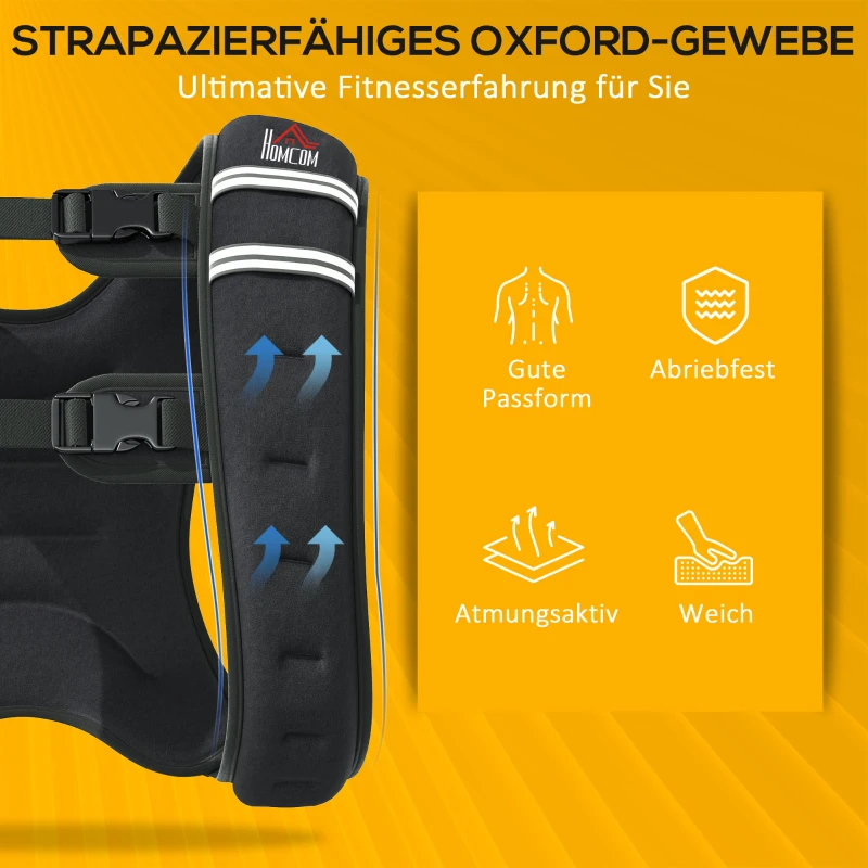 HOMCOM Gewichtsvest Verstelbaar 10 kg Krachttraining Zwart