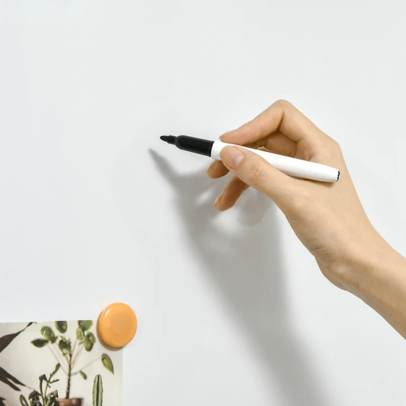 HOMCOM Tableau blanc aimante magnetique panneau blanc polyvalent avec 4 feutres 1 brosse tableau et 10 aimants cadre en aluminium solide 90 x 60 cm
