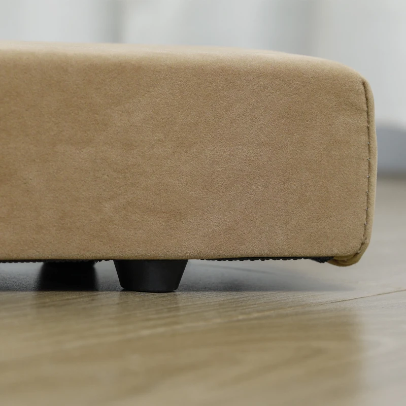 HOMCOM Opvouwbare Evenwichtsbalk, Antislip, Suède Bekleding, Stevig Hout, 210 x 10 x 6,5 cm, Bruin(m-9)