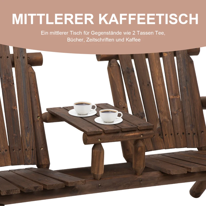 Outsunny Tuinbank met tafel tuinmeubel zitbank 2 stoelen massief hout bruin