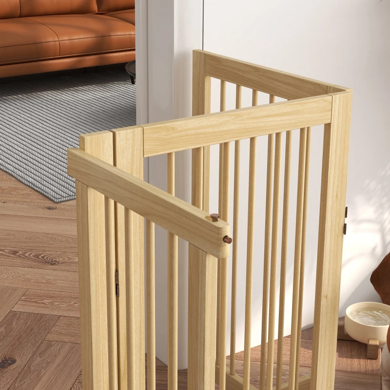 PawHut Hondenhek, vrijstaand, opvouwbaar, deur & voeten, houten frame, 220x36x91cm