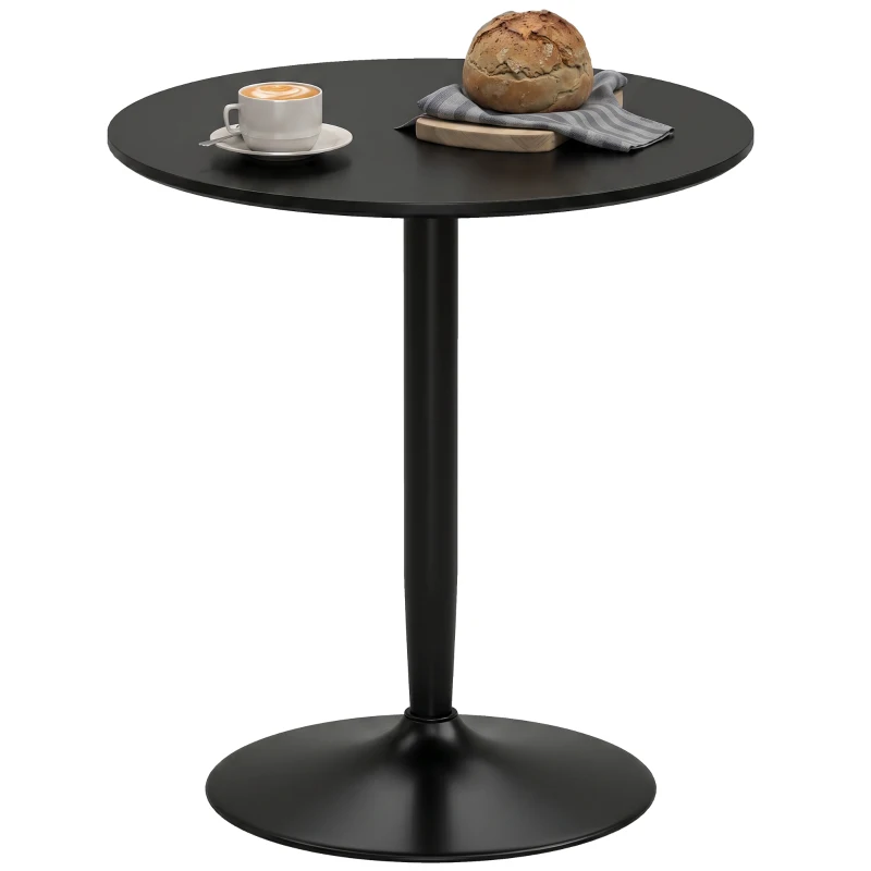 HOMCOM eettafel voor 2 personen, rond tafelblad, stalen onderstel, zwart, 70 x 70 x 75 cm(m-11)