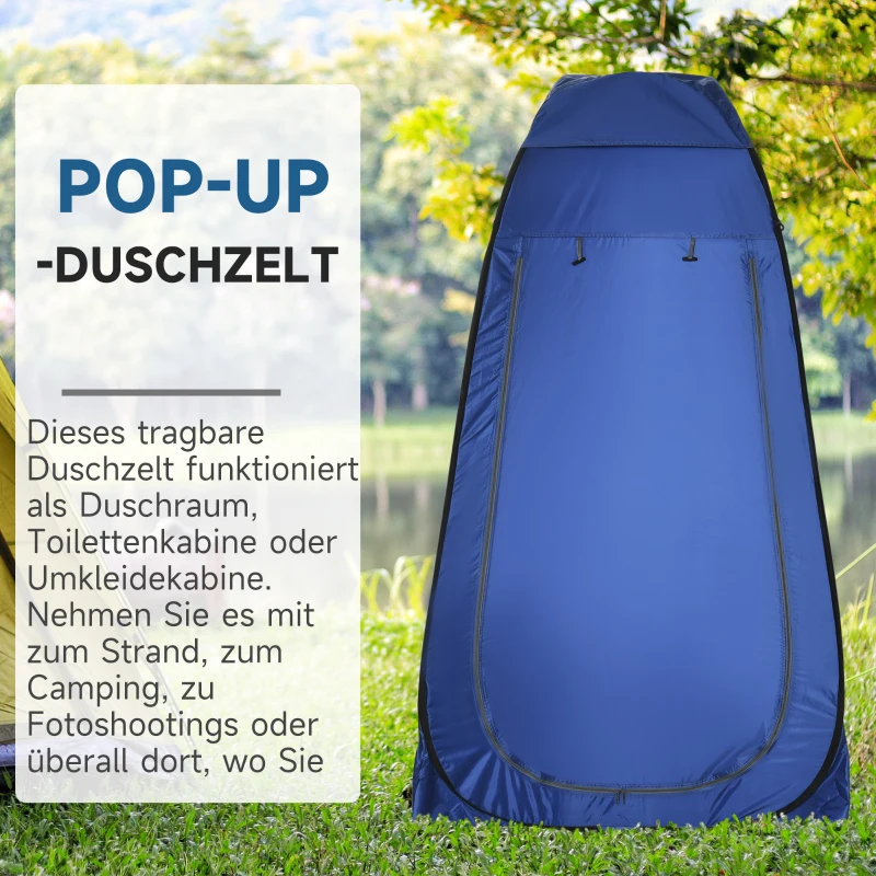 Outsunny Pop-up Camping Toilet-/Douchetent: Mobiel, Privacy, Waterdicht, Donkerblauw, 120x120x190cm