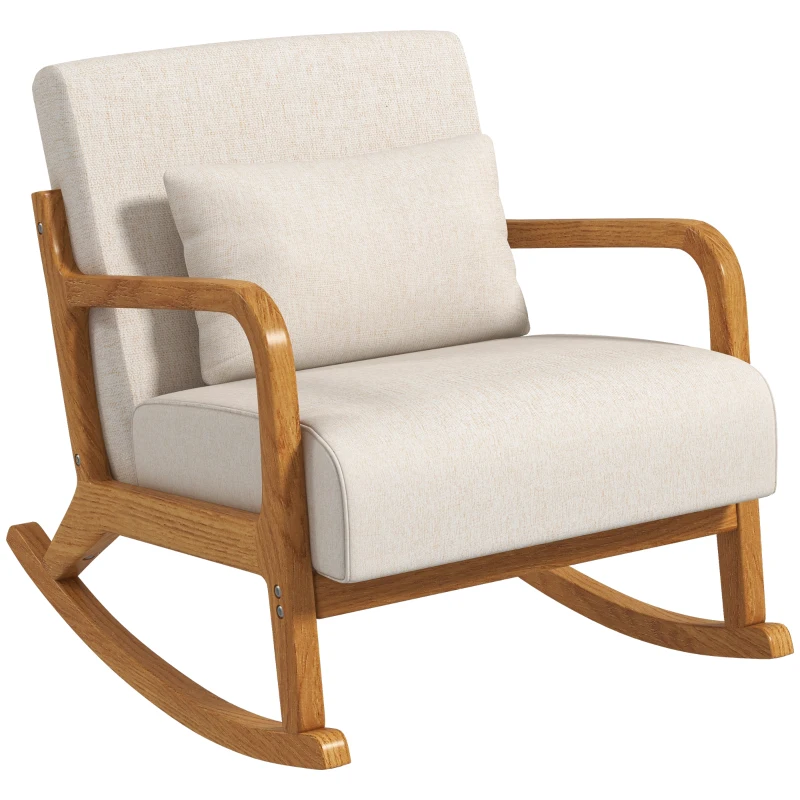 HOMCOM Fauteuil Relaxfauteuil, afneembare poten, inclusief kussen, 75 cm x 68 cm x 78 cm, Beige(m-10)