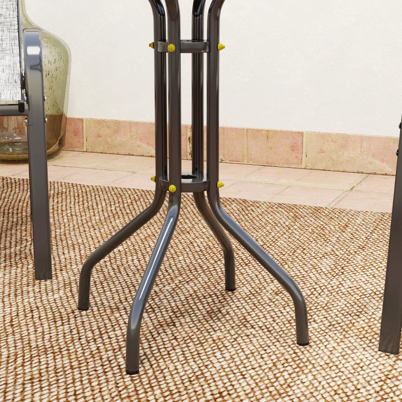 Outsunny Set da Giardino 3pz con 2 Sedie da Giardino 54x71x93 cm e Tavolino Rotondo Ø60x71 cm in Acciaio Grigio