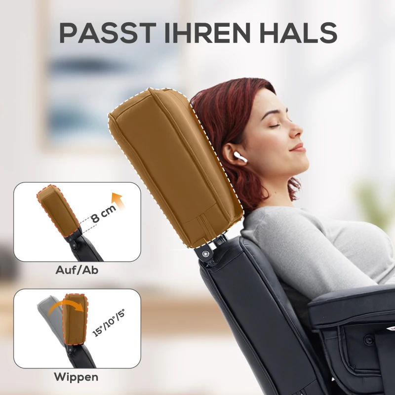 HOMCOM Verstelbare ligfauteuil met voetkruk, kunstleren bekleding, in hoogte verstelbare hoofdsteun, metalen basis, zwart