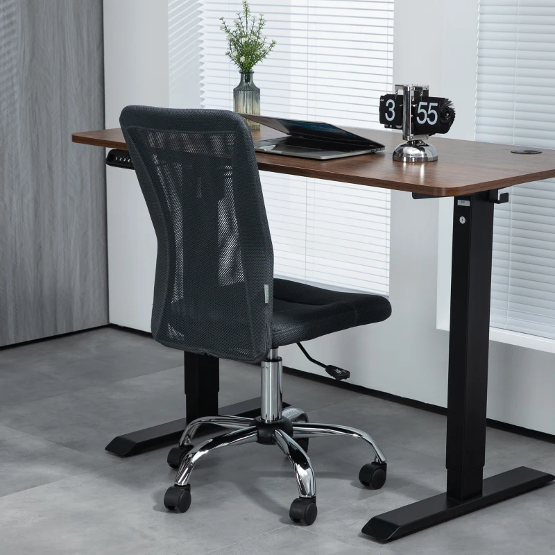 Vinsetto Chaise de bureau ergonomique hauteur réglable piètement chromé pivotant 360° revêtement maille gris foncé