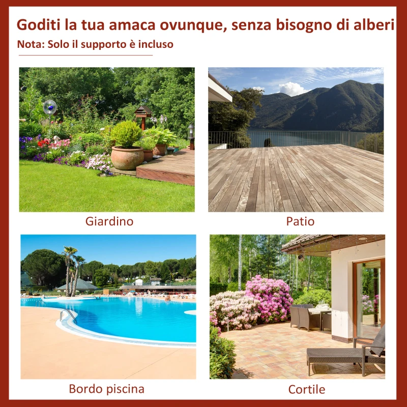 Outsunny Supporto Struttura Portante Max.120Kg per Amaca Regolabile 280x120x110cm Nero