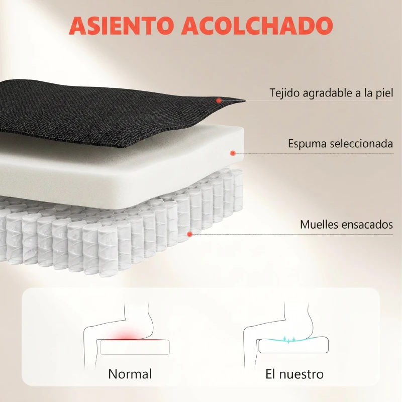 HOMCOM Silla de escritorio Ergonómica con Respaldo Alto Reposabrazos Abatibles Asiento con Muelles Altura Ajustable Negro