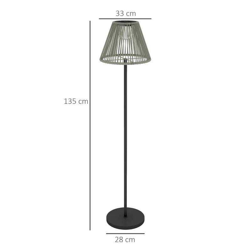 Outsunny Solar Staande Lamp Rotan met Lichtsensor 25 LED-Lichten Solarlamp in Boho-Stijl Ø33 x 135 cm