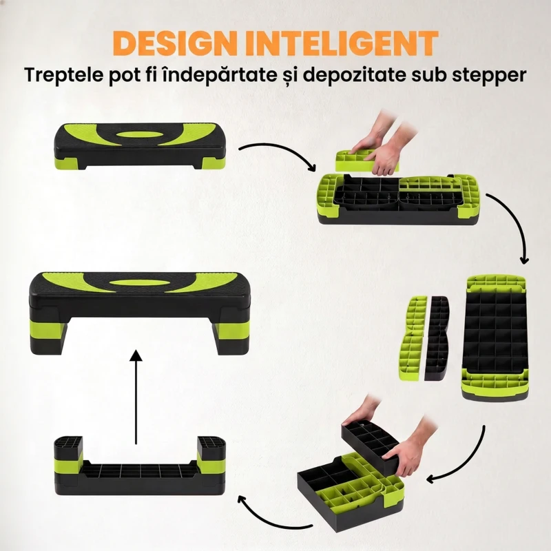 HOMCOM Aerobic Fitness Step, Stepper reglabil la 3 inaltimi 10-15-20 cm pentru antrenament acasa si la sala, albastru si negru